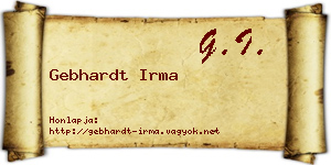 Gebhardt Irma névjegykártya